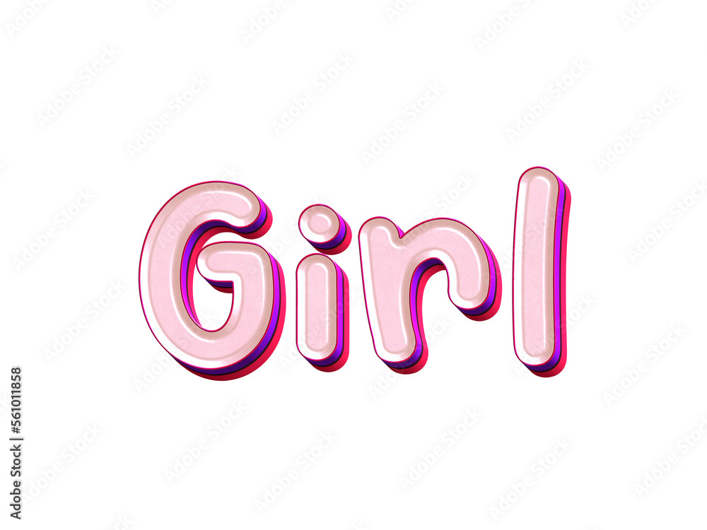 Girl 3d Text women's day concept cutout Girl 3d Text women's day concept cutout