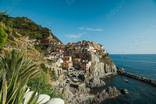 Stunning drone shots and close ups of the city Manarola at the sea side in Italy. 