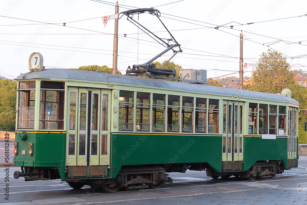Classic tram in Turin, Italy