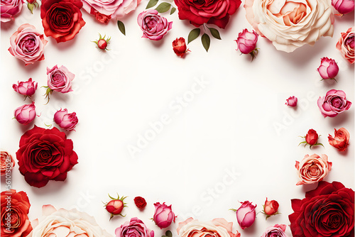 A stunning image featuring a red and pink rose flower with a blank space in the middle, perfect for adding text or overlaying graphics. This photo is ideal for use on social media, websites
