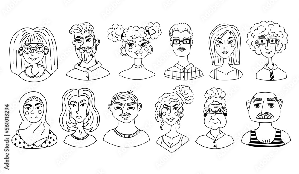 Black and white doodle clipart. A simple portrait of a man. Easy to change color. Black and white doodle clipart. A simple portrait of a man. Easy to change color.