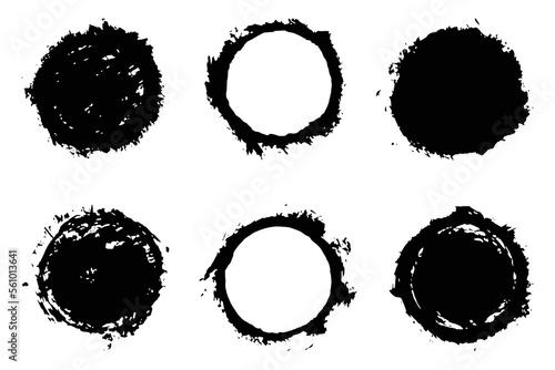 Rounded brush stroke set, Colorful round circle, rounded brush effect