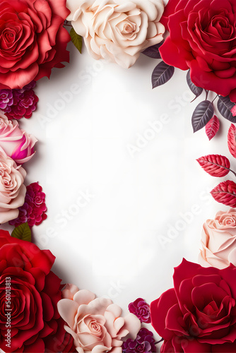 A stunning image featuring a red and pink rose flower with a blank space in the middle, perfect for adding text or overlaying graphics. This photo is ideal for use on social media, websites