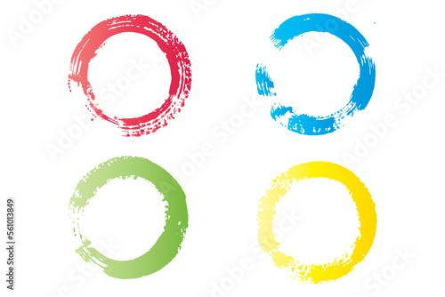 Rounded brush stroke set, Colorful round circle, rounded brush effect