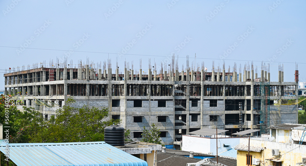 Building construction in Chennai, India.