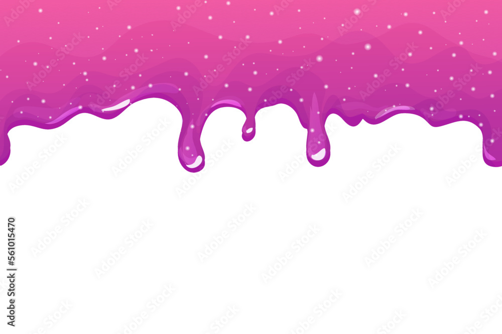 Slime purple and pink, jelly glaze with drips in cartoon style seamless isolated on white background. Slime purple and pink, jelly glaze with drips in cartoon style seamless isolated on white background.