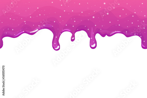 Slime purple and pink, jelly glaze with drips in cartoon style seamless isolated on white background.