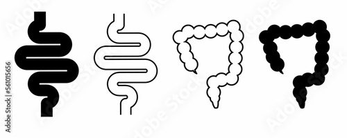 outline silhouette colon icon set isolated on white background