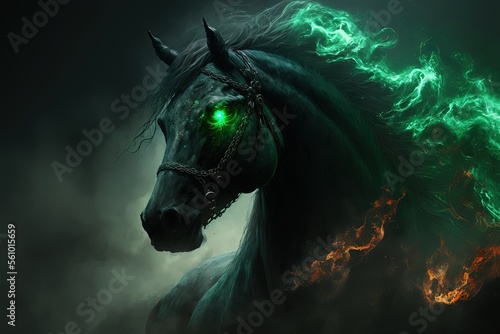 Vászonkép illustration of greenish gray Horse from revelation 6:8