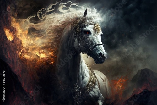 Obraz na plátne illustration of pale greenish gray Horse from revelation 6:8