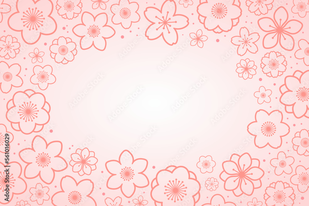 Spring blossoms, blooms, orange flowers frame with copy space. Line drawing vector illustration. Abstract geometric design. Concept for seasonal promotion, sale, advertising, banner, flyer, background Spring blossoms, blooms, orange flowers frame with copy space. Line drawing vector illustration. Abstract geometric design. Concept for seasonal promotion, sale, advertising, banner, flyer, background