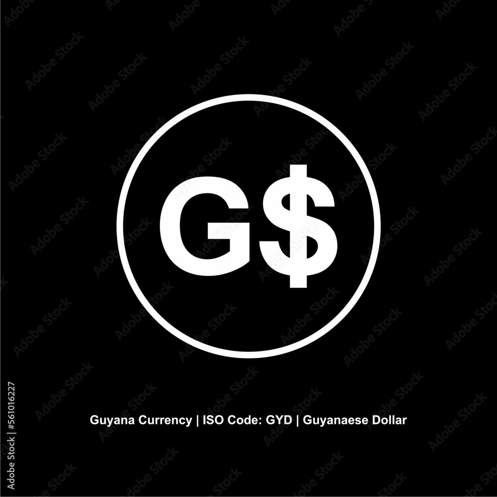 Guyana Currency, Guyanaese Dollar Icon, GYD Sign. Vector Illustration Guyana Currency, Guyanaese Dollar Icon, GYD Sign. Vector Illustration
