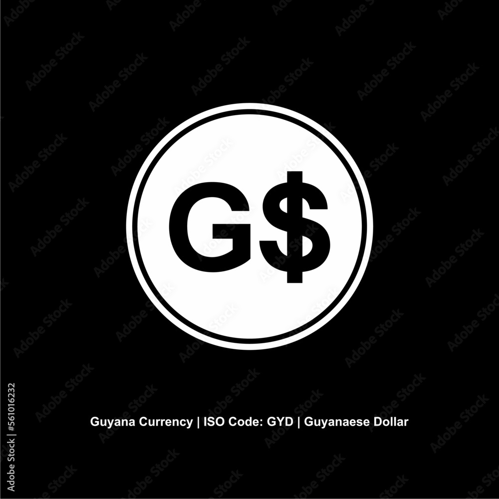 Guyana Currency, Guyanaese Dollar Icon, GYD Sign. Vector Illustration Guyana Currency, Guyanaese Dollar Icon, GYD Sign. Vector Illustration