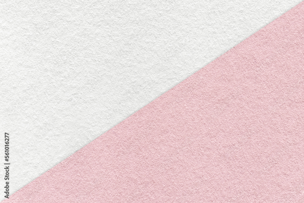 Texture of craft light pink and white paper background, half two colors, macro. Vintage dense kraft rose cardboard. Texture of craft light pink and white paper background, half two colors, macro. Vintage dense kraft rose cardboard.
