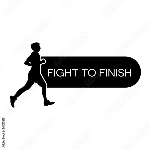 Silhouette vector design of people running to the finish