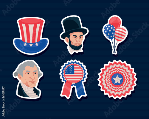 six presidents day icons