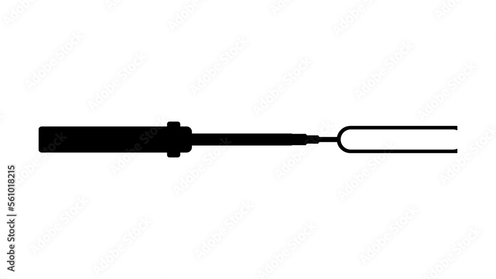 Marshmallow fork or Telescoping extendable roasting fork silhouette, isolated on white background. Vector illustration in trendy style. Editable graphic resources for many purposes.  - obrazy, fototapety, plakaty 