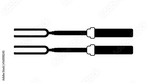 Marshmallow fork or Telescoping extendable roasting fork, simple black flat icon, isolated on white background. Vector illustration in trendy style. Editable graphic resources for many purposes. 