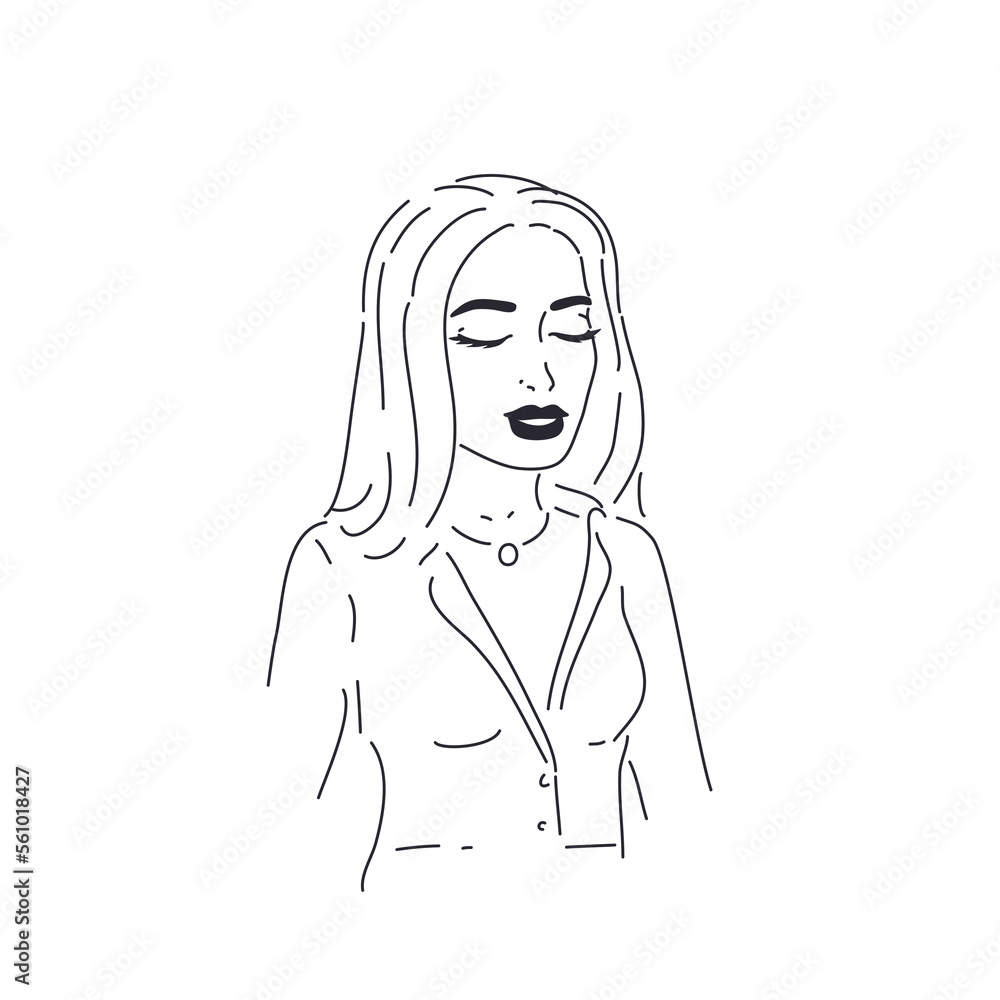 Set of art simple design line girls portraits. Minimalist vector illustration of beautiful woman. Line drawing. Set of art simple design line girls portraits. Minimalist vector illustration of beautiful woman. Line drawing.