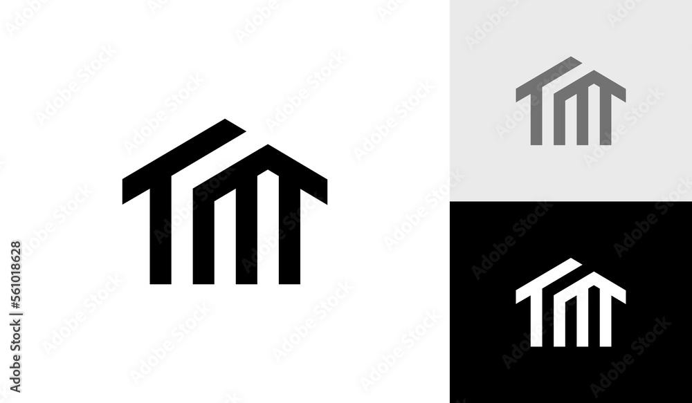 Letter TM monogram with house shape logo design vector - obrazy, fototapety, plakaty 