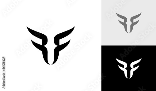 Letter RF monogram with horn or wings logo design vector