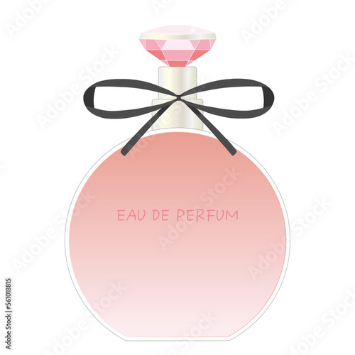 宝石が付いたかわいいピンクの香水瓶のイラスト素材