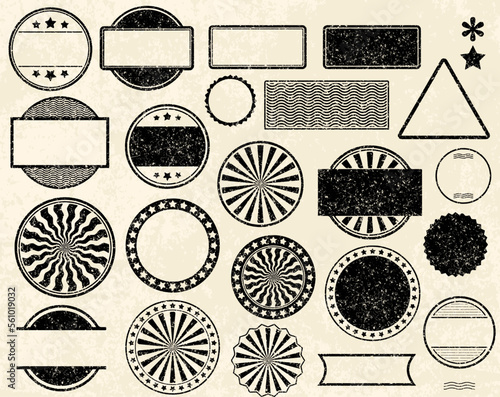Big set of grunge vector templates for rubber stamps on old paper background