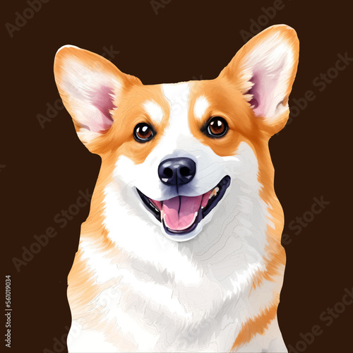 corgi drawn digital painting watercolor illustration