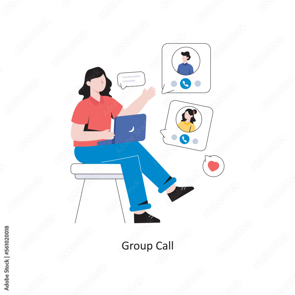 Group Call flat style design vector illustration. stock illustration Group Call flat style design vector illustration. stock illustration