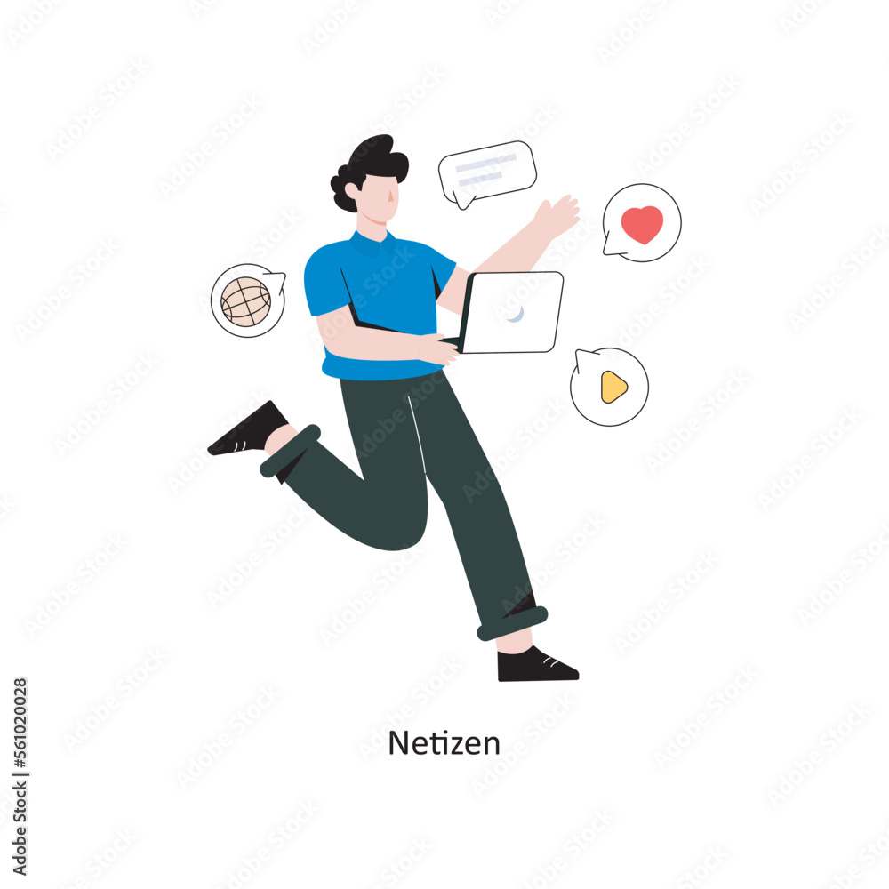 Netizen flat style design vector illustration. stock illustration Netizen flat style design vector illustration. stock illustration