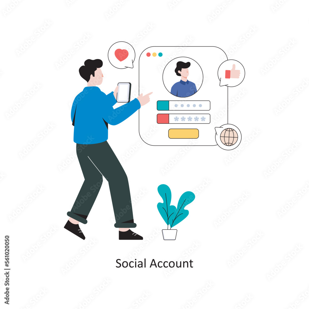 Social Account flat style design vector illustration. stock illustration Social Account flat style design vector illustration. stock illustration