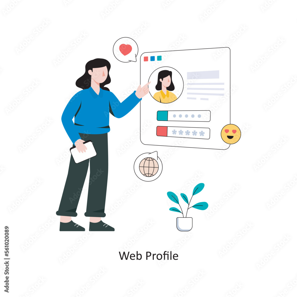 Web Profile flat style design vector illustration. stock illustration