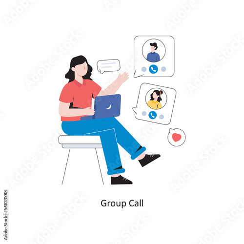 Group Call flat style design vector illustration. stock illustration © Designer`s Circle 