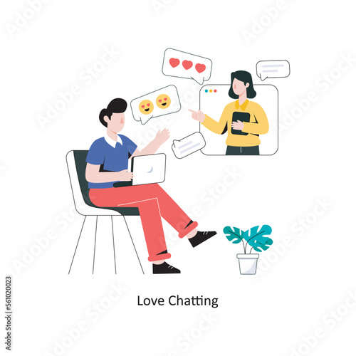 Love Chatting  flat style design vector illustration. stock illustration © Designer`s Circle 