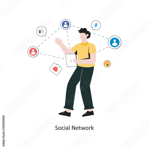 Social Network flat style design vector illustration. stock illustration