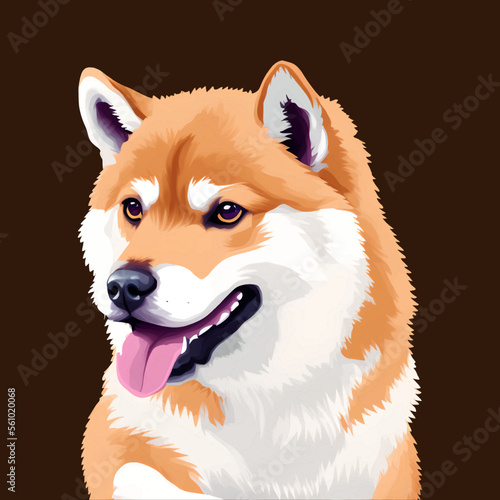 shiba inu drawn digital painting watercolor illustration