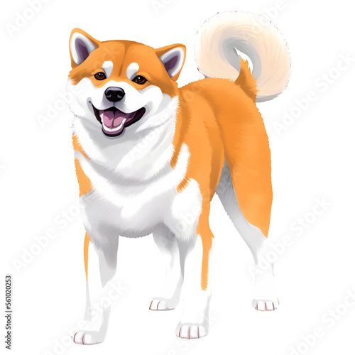 shiba inu drawn digital painting watercolor illustration