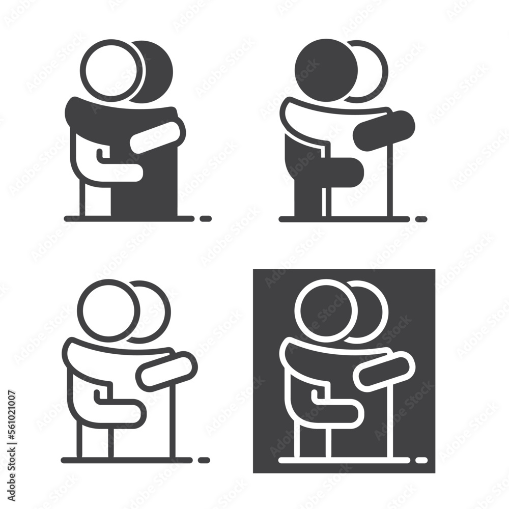 Four variations of a hug, vector, icon. Four variations of a hug, vector, icon.