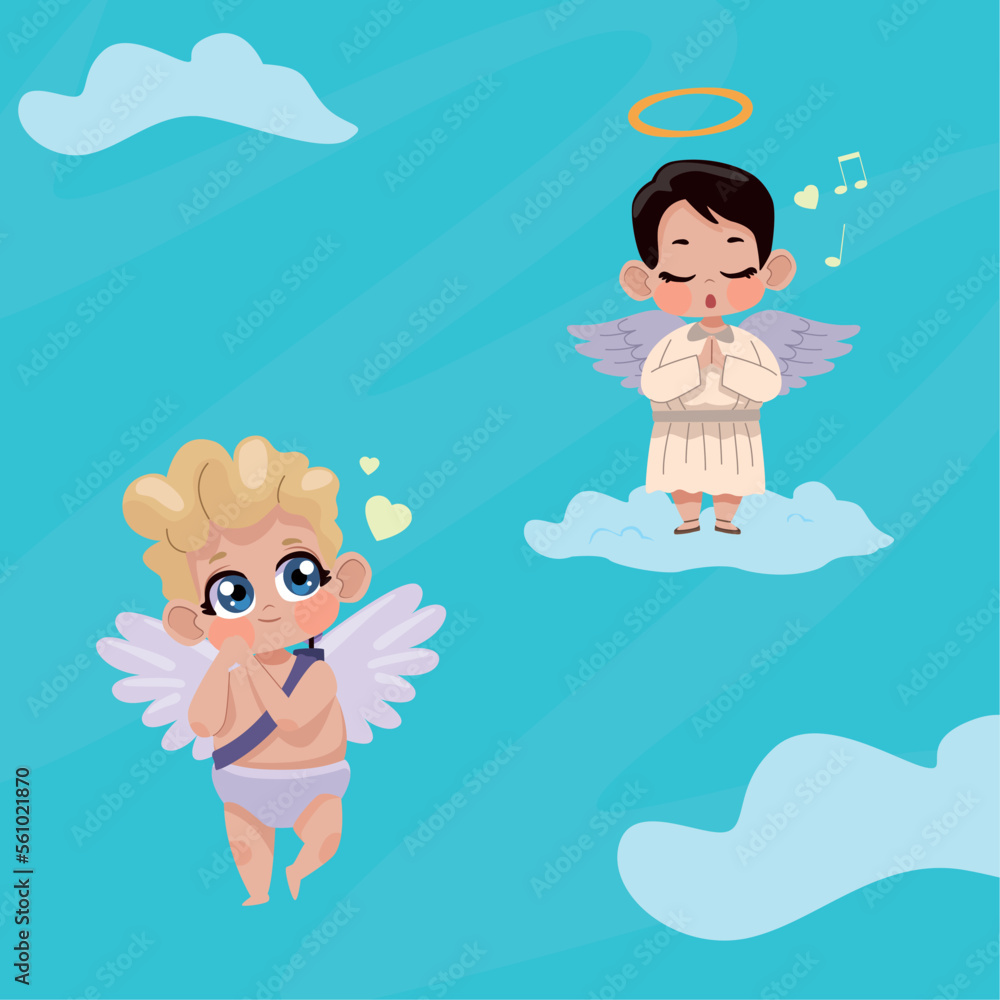 cupid angels couple in clouds cupid angels couple in clouds