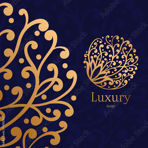 Luxury pattern on a black background. Vector mandala template. Golden design elements. Traditional Turkish, Indian motifs. Great for fabric and textile, wallpaper, packaging or any desired idea.