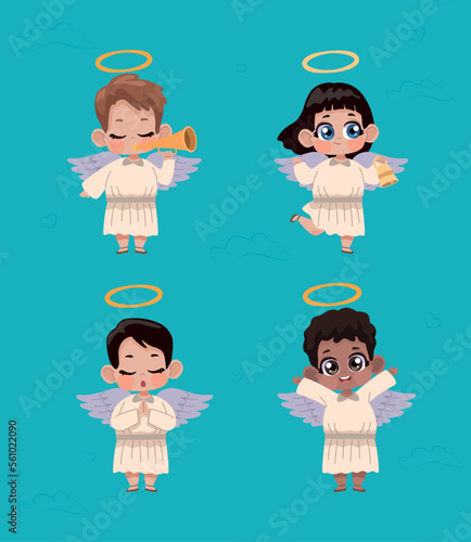 four cupid angels group