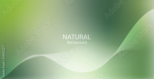 Green Gradient And Wave Line Background. Natural Banner. Blurry. Abstract Wallpaper. Vector