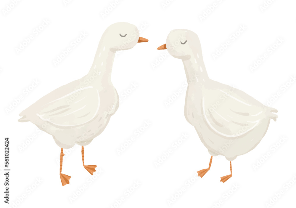 simlple illustration of goose, handpainted childish vector