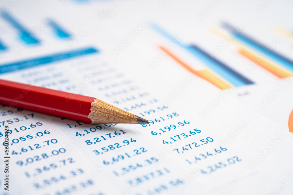 Pencil on preadsheet table paper with graph. Finance development, Banking Account, Statistics Investment Analytic research data economy, trading, office reporting Business company meeting concept. Pencil on preadsheet table paper with graph. Finance development, Banking Account, Statistics Investment Analytic research data economy, trading, office reporting Business company meeting concept.