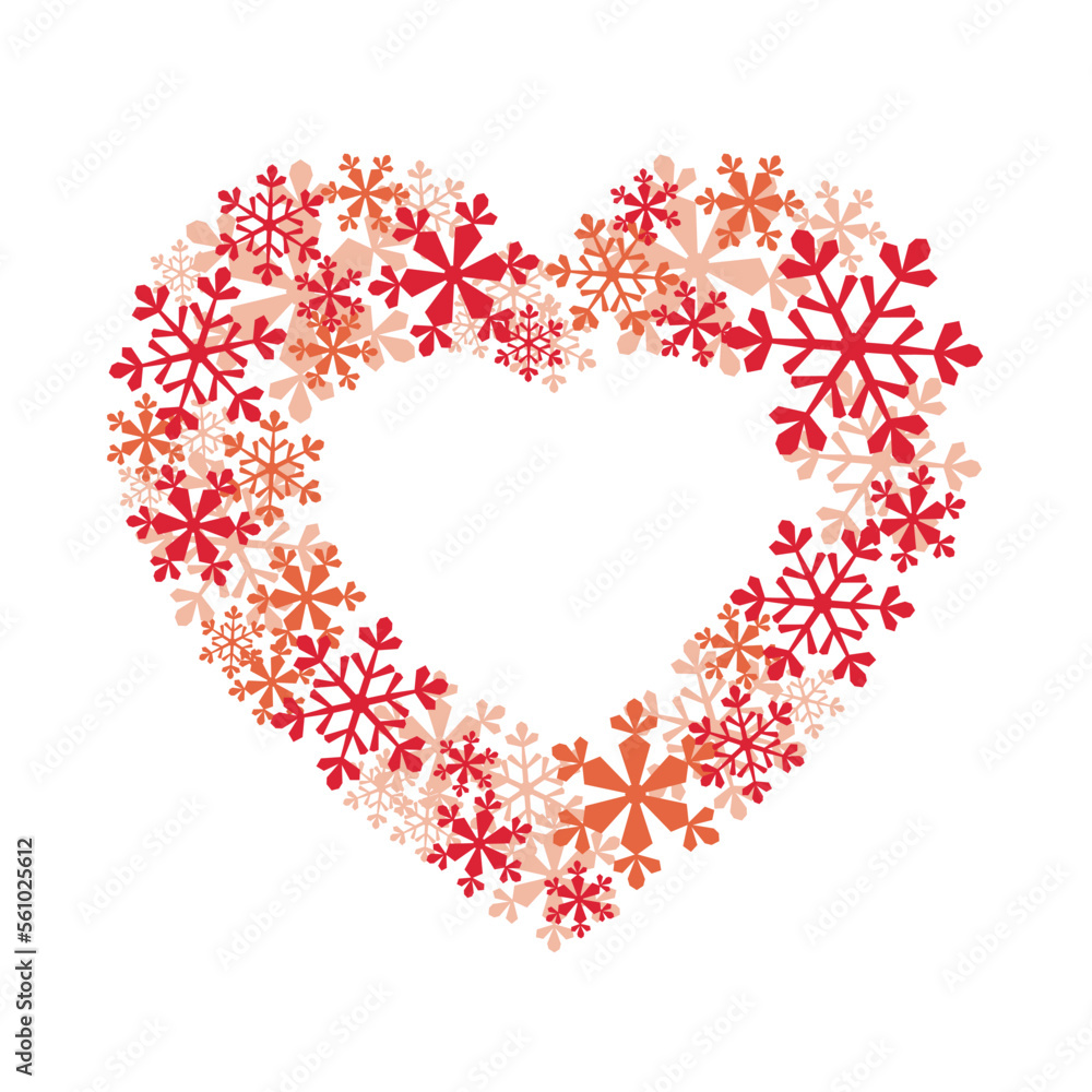 Christmas card with a heart of snowflakes. Happy New Year!