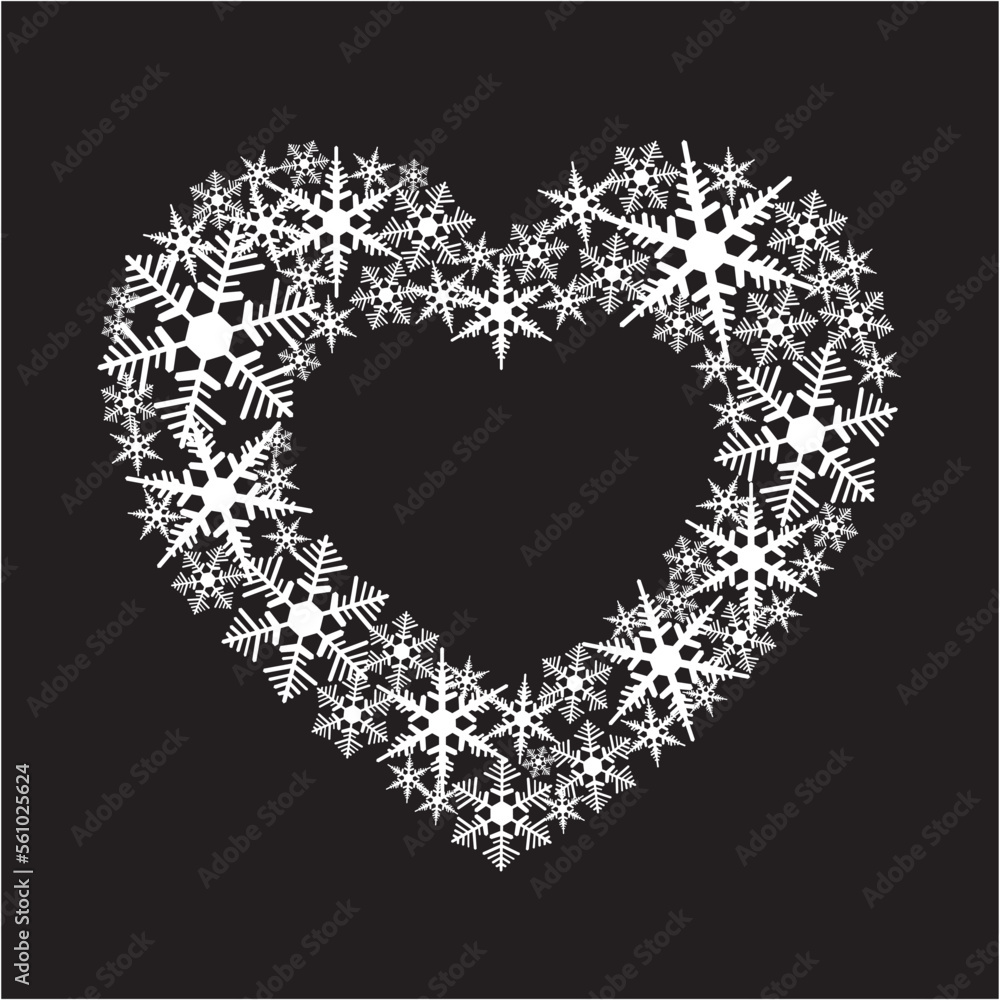 Christmas card with a heart of snowflakes. Happy New Year! Christmas card with a heart of snowflakes. Happy New Year!