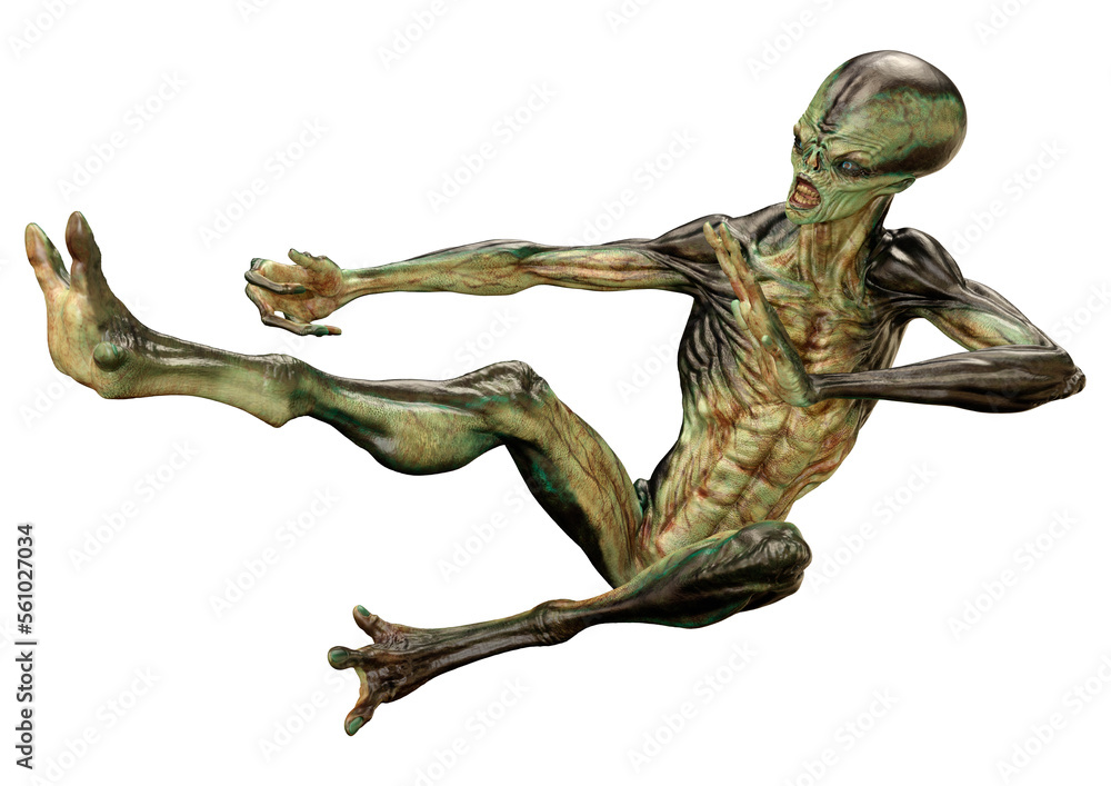 Fototapeta premium 3D Rendering Green Alien on White