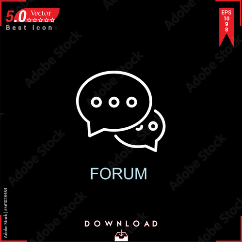FORUM icon vector . Business marketing management, FORUM icons , simple, isolated, application , logo, flat icon for website design or mobile applications, UI UX design Editable stroke. EPS10