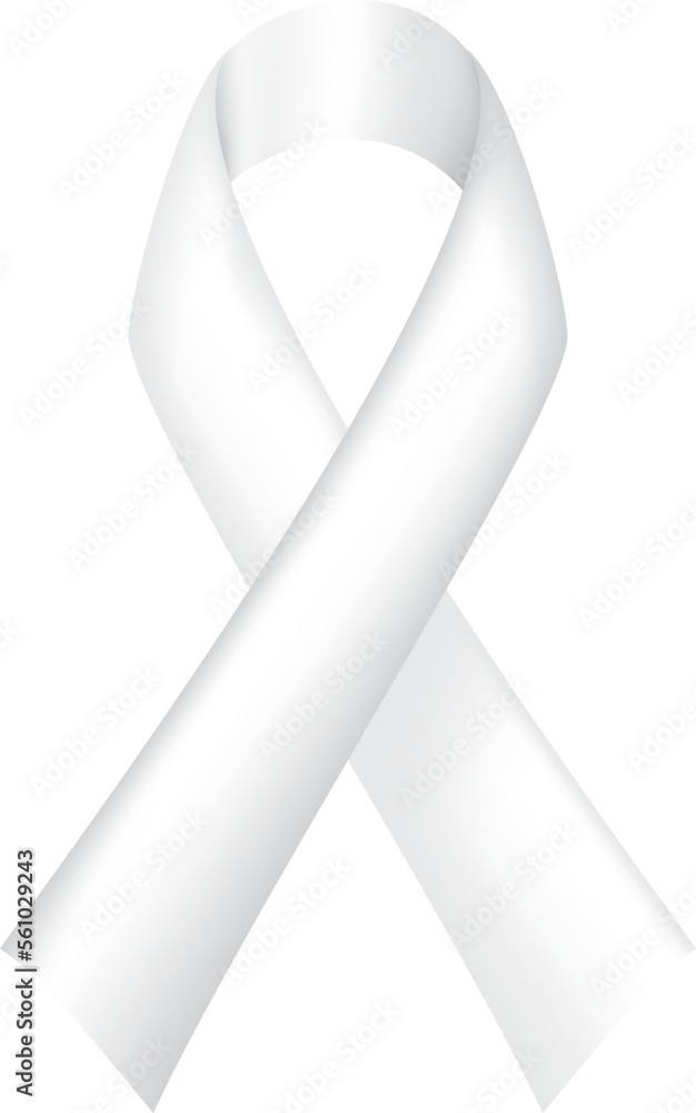 Realistic White Ribbon. Symbol of protection of the traditional family
