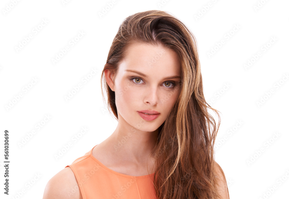 Beauty, hair and portrait of woman in studio for wellness, keratin treatment and hair products. Hair care aesthetic and girl on white background for cosmetics, hairstyle and luxury shampoo Beauty, hair and portrait of woman in studio for wellness, keratin treatment and hair products. Hair care aesthetic and girl on white background for cosmetics, hairstyle and luxury shampoo